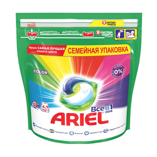 

Капсулы для стирки ARIEL Color Всё в 1, 45шт, цветное белье, Color Всё в 1