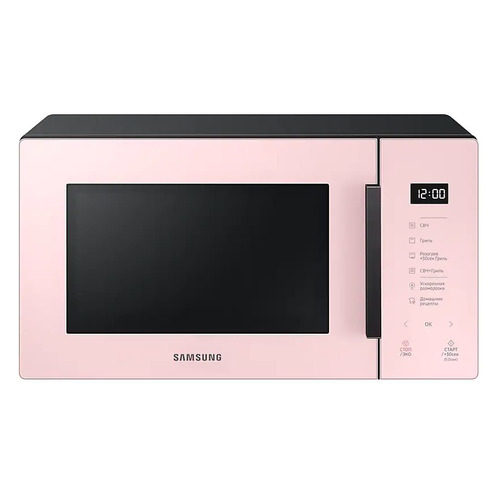 фото Микроволновая печь samsung mg23t5018ap/bw, 800вт, 23л, розовый