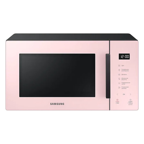 фото Микроволновая печь samsung ms23t5018ap/bw, 800вт, 23л, розовый