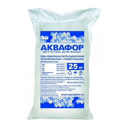 

Таблетированная соль Аквафор 25кг для фильтров