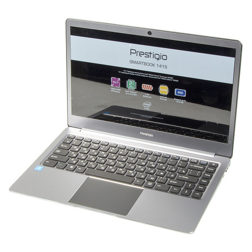 фото Ноутбук prestigio smartbook 141s, 14.1", ips, intel celeron n3350 1.1ггц, 3гб, 120гб ssd, 32гб emmc, intel hd graphics 500, linux, i0psb141s01zfpdgcis120, темно-серый