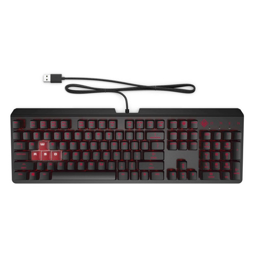 

Клавиатура HP OMEN Encoder, USB, c подставкой для запястий, черный + красный [6yw76aa], OMEN Encoder