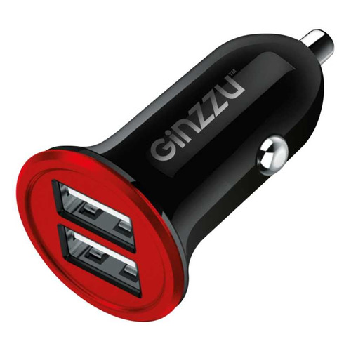 

Автомобильное зарядное устройство Ginzzu GA-4014UB, 2xUSB, 2.4A, черный/красный, GA-4014UB