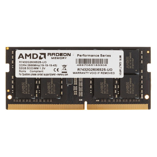 фото Модуль памяти amd radeon r7 performance series r7432g2606s2s-uo ddr4 - 32гб 2666, so-dimm, oem