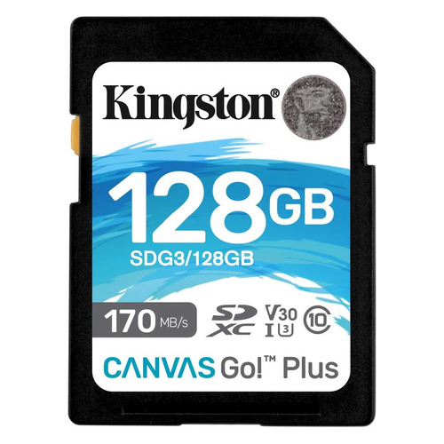 фото Карта памяти sdxc uhs-i u3 kingston canvas go! plus 128 гб, 170 мб/с, class 10, sdg3/128gb, 1 шт.