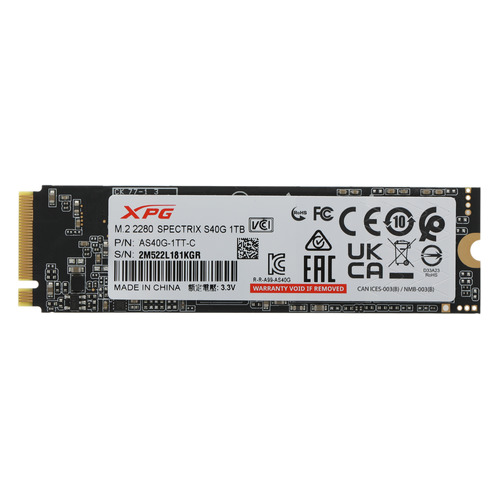 

SSD накопитель A-Data S40G RGB AS40G-1TT-C 1ТБ, M.2 2280, PCI-E x4, NVMe, AS40G-1TT-C