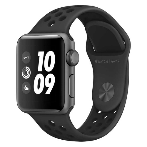 фото Смарт-часы apple watch series 3 nike+, 38мм, темно-серый / черный [mtf12ru/a]