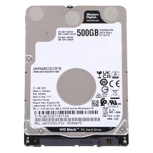 фото Жесткий диск wd black wd5000lpsx, 500гб, hdd, sata iii, 2.5"