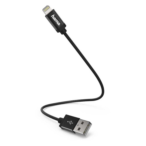 

Кабель HAMA Lightning (m), USB 2.0 (m), 0.2м, MFI, черный [00178280]
