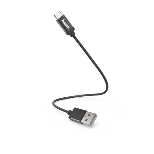 

Кабель HAMA USB Type-C (m), USB 2.0 (m), 0.2м, MFI, черный [00178281]