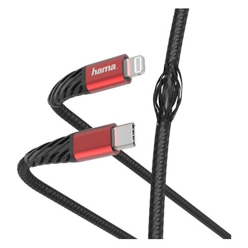 

Кабель HAMA Lightning, USB Type-C (m), 1.5м, MFI, черный / красный [00183294]