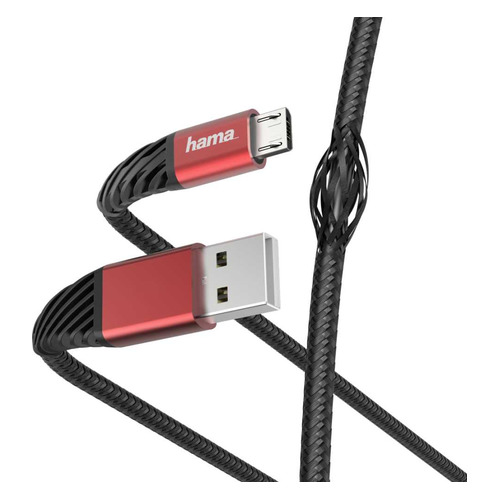 

Кабель HAMA microUSB (m), USB 2.0 (m), 1.5м, MFI, черный / красный [00187216]