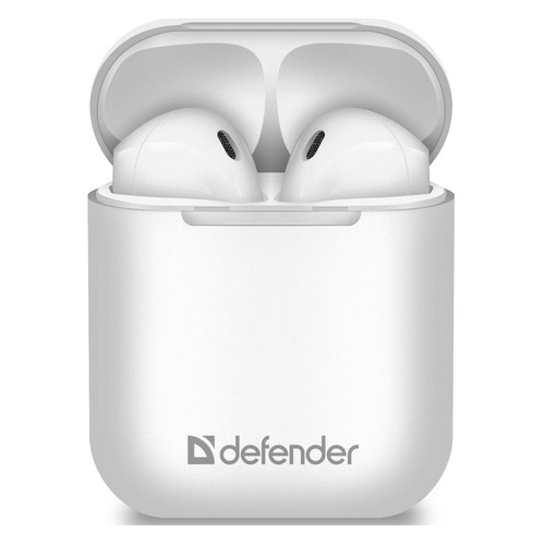 Наушники с микрофоном DEFENDER Twins 637, Bluetooth, вкладыши, белый глянец [63637]