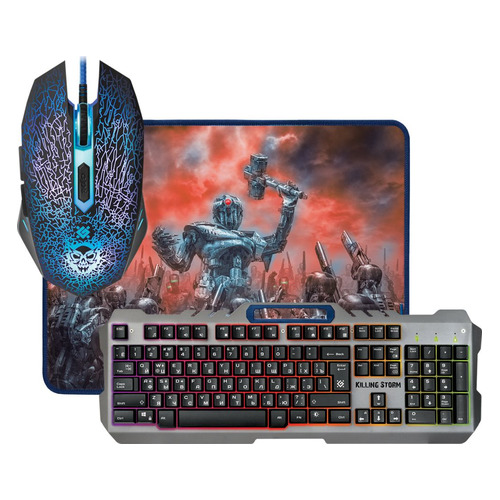 Комплект (клавиатура+мышь) DEFENDER Killing Storm MKP-013L, USB 2.0, проводной, серый [52013](MKP-013L)