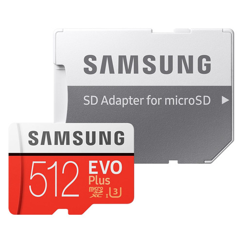 фото Карта памяти microsdxc uhs-i u3 samsung evo plus 512 гб, 90 мб/с, class 10, mb-mc512ha/ru, 1 шт., переходник sd