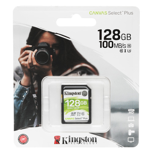 

Карта памяти SDXC UHS-I U3 Kingston Canvas Select Plus 128 ГБ, 100 МБ/с, Class 10, SDS2/128GB, 1 шт., SDS2/128GB