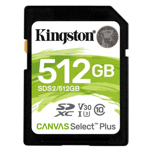 фото Карта памяти sdxc uhs-i u3 kingston canvas select plus 512 гб, 100 мб/с, class 10, sds2/512gb, 1 шт.