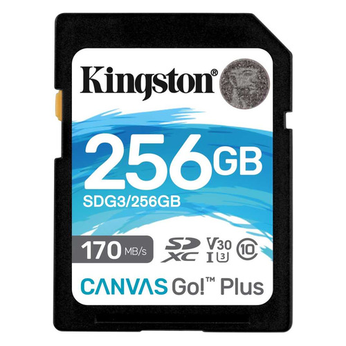 

Карта памяти SDXC UHS-I U3 Kingston Canvas Go! Plus 256 ГБ, 170 МБ/с, Class 10, SDG3/256GB, 1 шт., SDG3/256GB