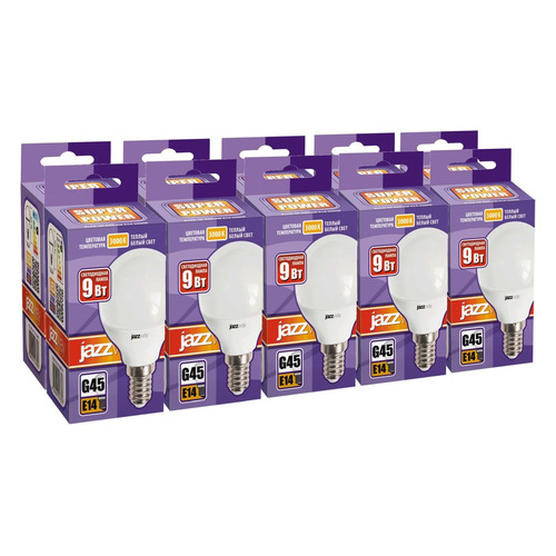 

Упаковка ламп JAZZWAY PLED-SP 9Вт, 820lm, 30000ч, 3000К, E14, 10 шт. [2859570a]