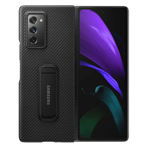 фото Чехол (клип-кейс) samsung aramid standing cover, для samsung galaxy z fold2, черный [ef-xf916sbegru]