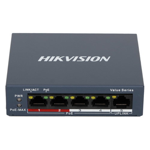 

Коммутатор Hikvision DS-3E0105P-E/M(B) 4x100Mb 4PoE+ 35W неуправляемый, DS-3E0105P-E/M(B)