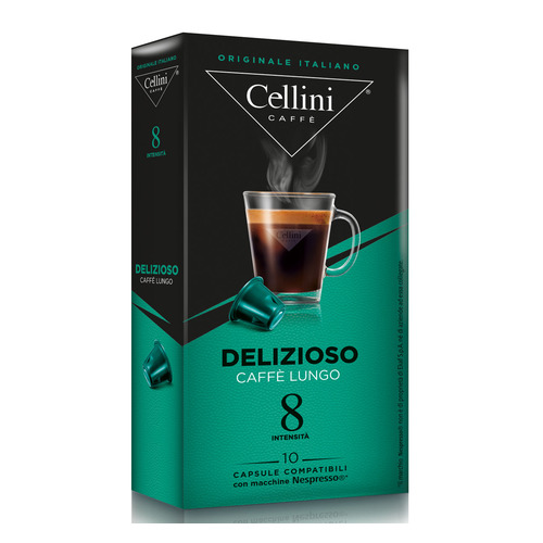 фото Кофе капсульный cellini delizioso caffe lungo, капсулы, совместимые с кофемашинами nespresso®, крепость 8, 10 шт