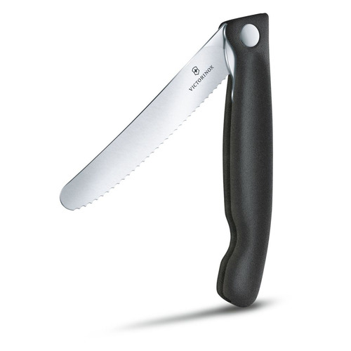 фото Нож кухонный victorinox swiss classic (6.7191.f3) стальной столовый лезв.110мм серрейт. заточка черн