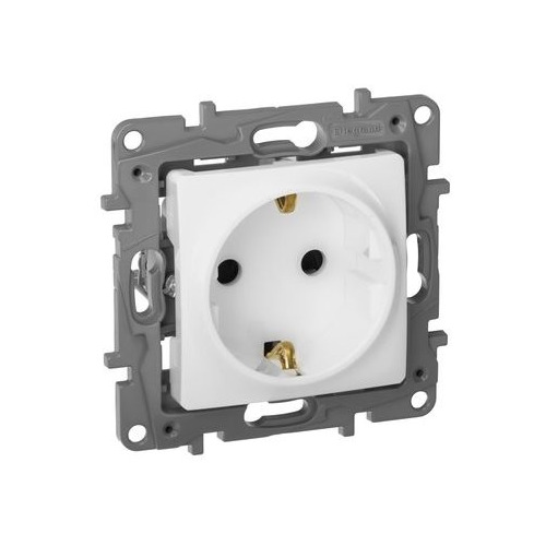 

Розетка силов. Legrand Etika (672222) скрыт. зазем. штор. IP21 белый