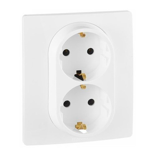 

Розетка силов. (2 розетки) Legrand Etika (672223) скрыт. зазем. IP21 белый
