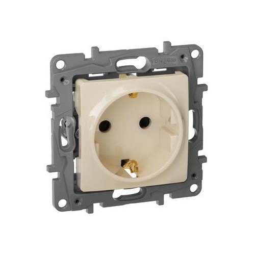 

Розетка силов. Legrand Etika (672322) скрыт. зазем. штор. IP21 слоновая кость