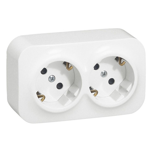 

Блок силов. (2 розетки) Legrand Quteo (782213) откр. зазем. штор. IP20 белый