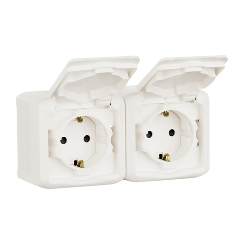 

Блок силов. (2 розетки) Legrand Quteo (782323) откр. зазем. крыш. IP44 белый