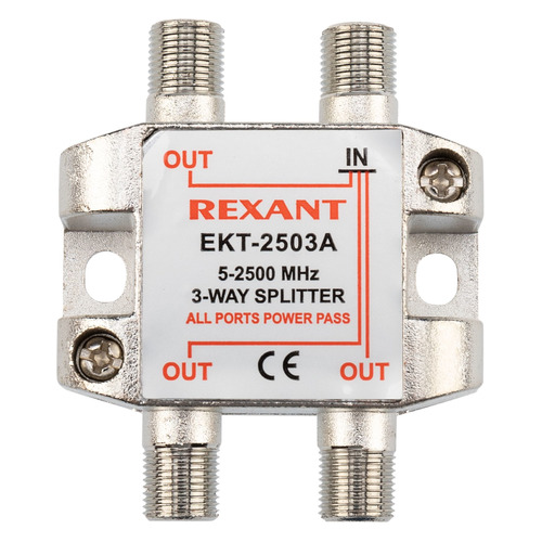 

Сплиттер антенный REXANT 05-6202, F-TV(f) - серебристый, 05-6202