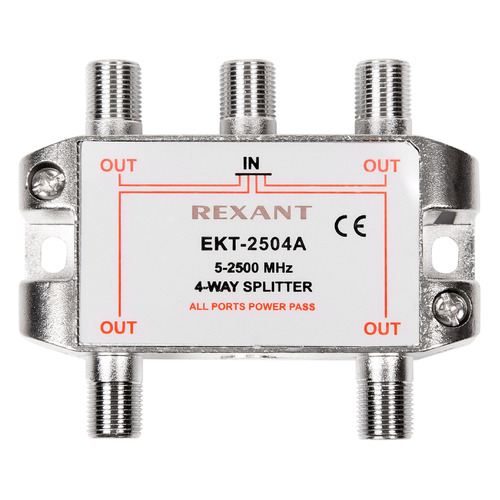 

Сплиттер антенный REXANT 05-6203, F-TV(f) - серебристый, 05-6203
