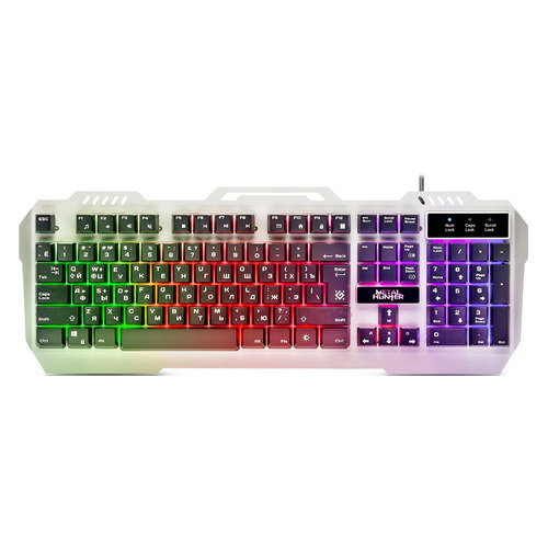 

Клавиатура Defender Metal Hunter GK-140L, USB, c подставкой для запястий, серебристый мятный [45140], Metal Hunter GK-140L