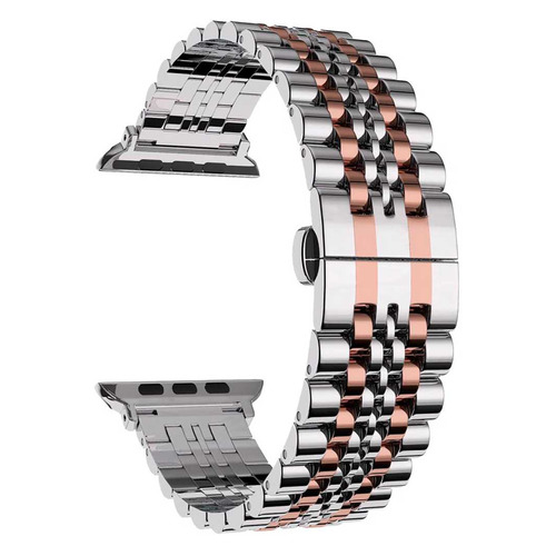 

Ремешок Lyambda Castor для Apple Watch Series 3/4/5/6/SE, серебристый/розовое золото [ds-apg-04-44-sr], Lyambda Castor