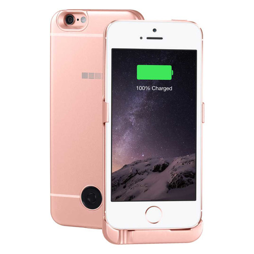 фото Внешний мод батарея interstep для iphone 5/5s/se 2200mah lightning розовый (45547)