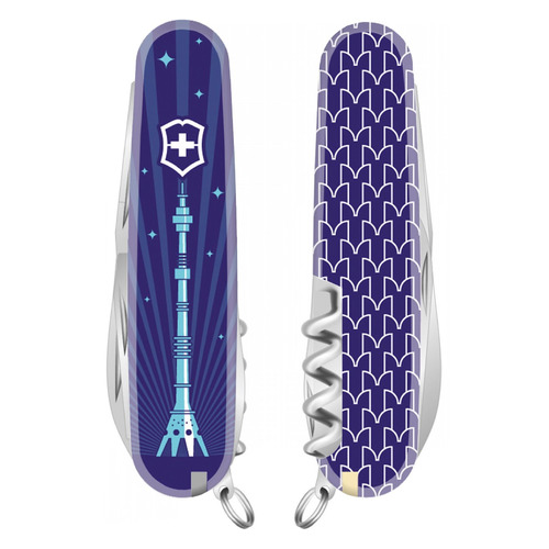 фото Складной нож victorinox spartan "останкинская телебашня", 12 функций, 91мм, синий / рисунок