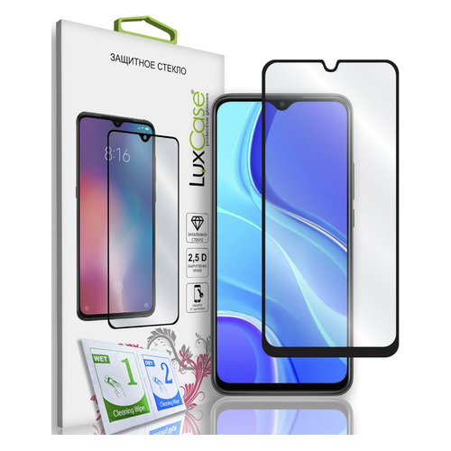 

Защитное стекло для экрана LuxCase для Xiaomi Redmi 9 прозрачная, 1 шт, черный [78359], LuxCase