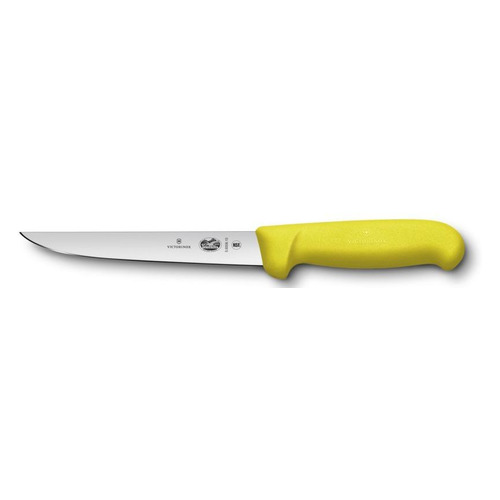 фото Нож кухонный victorinox fibrox (5.6008.15) стальной обвалочный лезв.150мм прямая заточка желтый