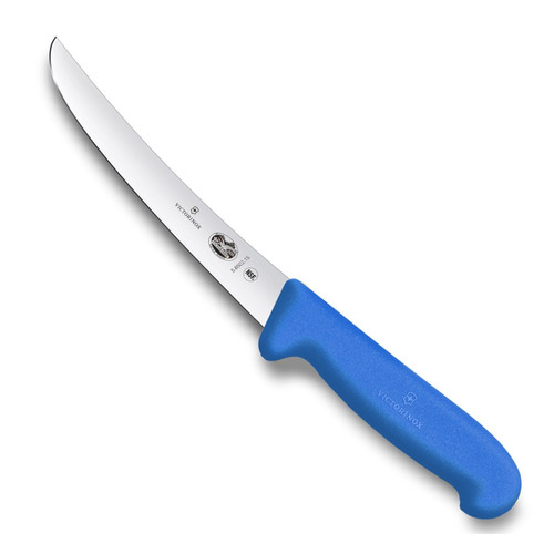 фото Нож кухонный victorinox fibrox (5.6502.15) стальной обвалочный лезв.150мм прямая заточка синий