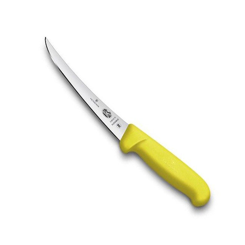 

Нож кухонный Victorinox Fibrox, обвалочный, 150мм, заточка прямая, стальной, желтый [5.6618.15], Fibrox
