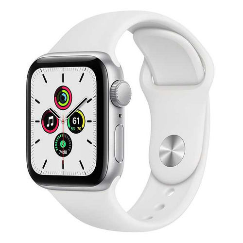 фото Смарт-часы apple watch series se 44мм, серебристый / белый [mydq2ru/a]