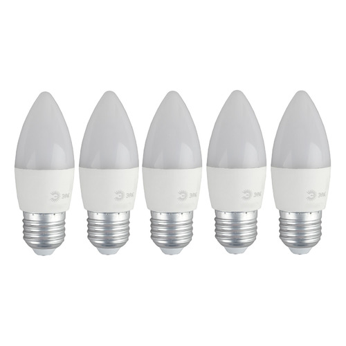 фото Упаковка ламп led эра e27, свеча, 8вт, 4000к, белый нейтральный, eco led b35-8w-840-e27, 5 шт. [б0030021]