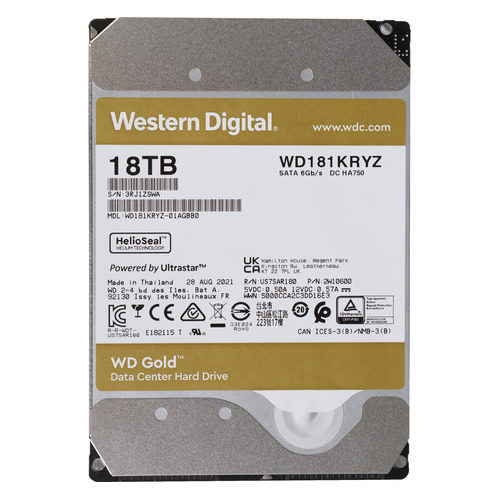 фото Жесткий диск wd gold wd181kryz, 18тб, hdd, sata iii, 3.5"