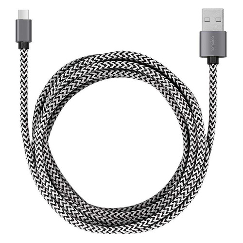 

Кабель ROMBICA Rombica Digital CB-04 XXL, USB Type-C (m), USB A(m), 3м, белый / черный [cb-cb04ex], Rombica Digital CB-04 XXL