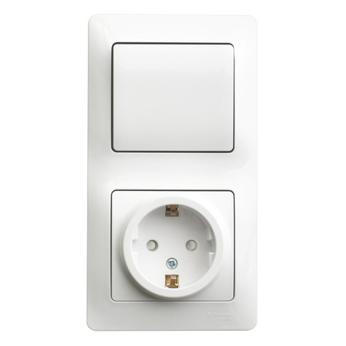 

Блок (1 розетка + 1 выключатель) Schneider Electric Glossa (GSL000170) скрыт. зазем. штор. IP20 белы, Белый