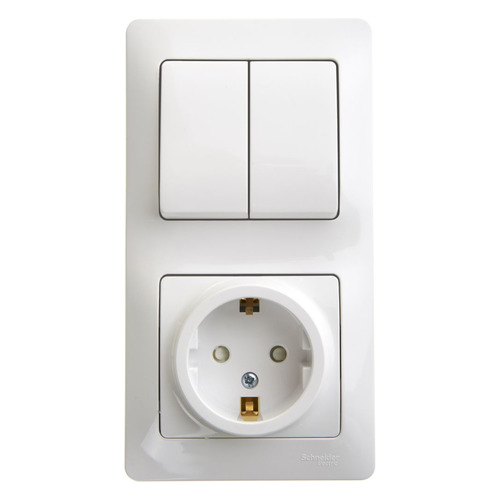 

Блок (1 розетка + 1 выключатель) Schneider Electric Glossa (GSL000174) скрыт. зазем. штор. IP20 белы, Белый