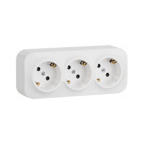 

Розетка силов. (3 розетки) Legrand Quteo (782218) откр. зазем. штор. IP20 белый