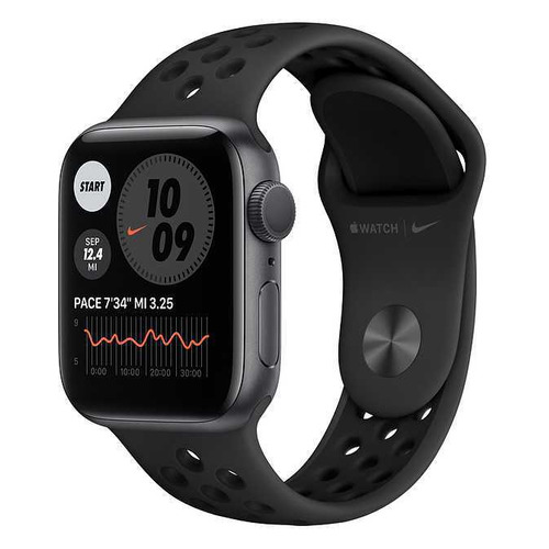 фото Смарт-часы apple watch series 6 nike, 44мм, темно-серый / черный [mg173ru/a]